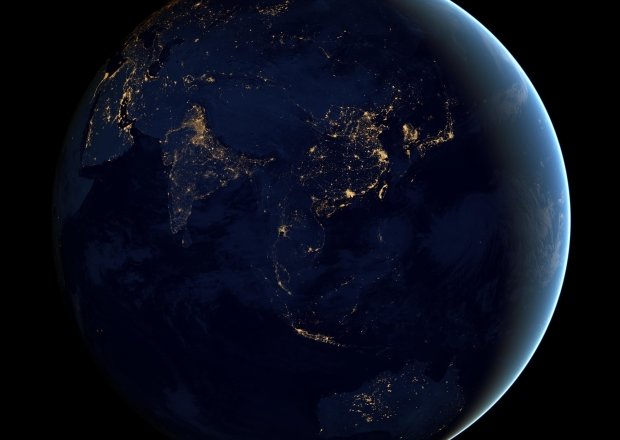 Asia and Australia (globe at night)