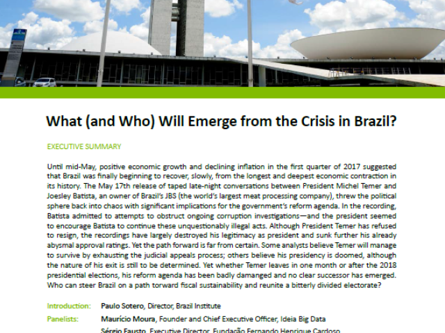Event Summary: What (and Who) Will Emerge from the Crisis in Brazil?