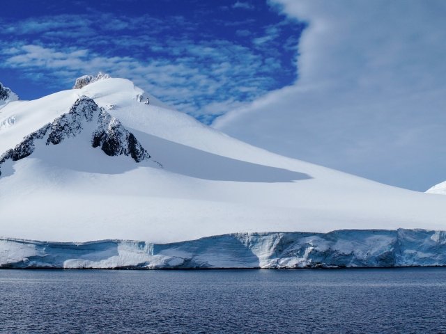 Neumayer channel full of Icebergs in Antarctica