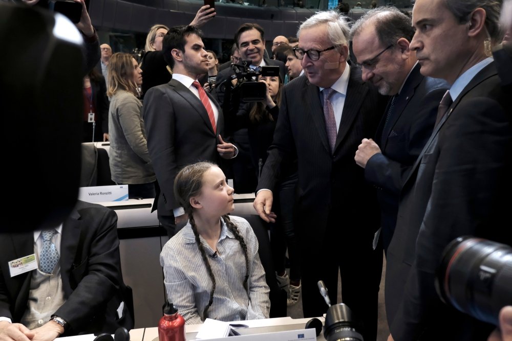 Sixteen-year-old Swedish climate activist Greta Thunberg attends the European Economic and Social Committee event on February 21, 2019, in Brussels, Belgium