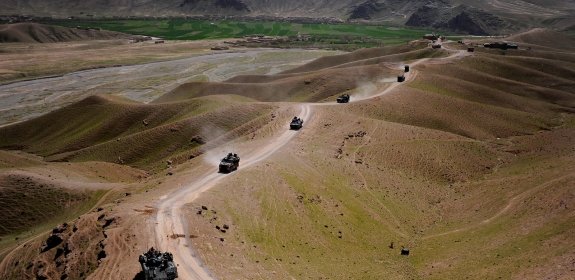 U.S. Air Force members teamed with French military member's convoy across Southern Afghanistan on a resupply mission, March 13, 2010. 