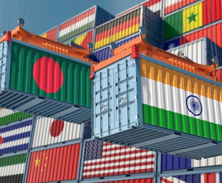 Bangladesh and Indian Flags on Containers