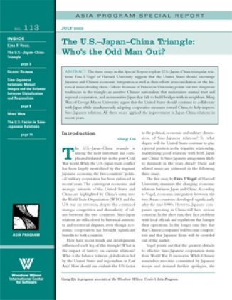 The U.S.-Japan-China Triangle: Who's the Odd Man Out?