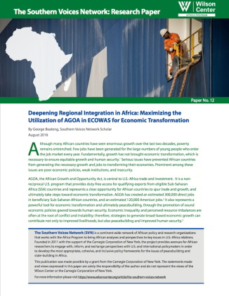 Deepening Regional Integration in Africa: Maximizing AGOA in ECOWAS for Economic Transformation