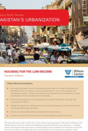Pakistan's Urbanization: Housing for the Low-Income