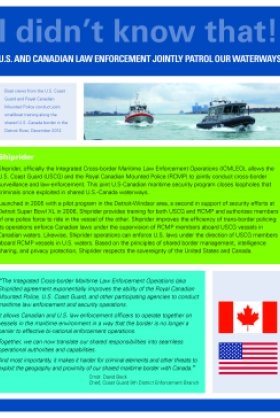 U.S. and Canadian Law Enforcement Jointly Patrol Our Waterways