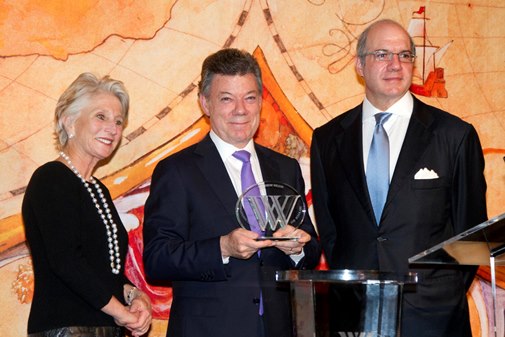 Santos accepting Wilson Award, 2013