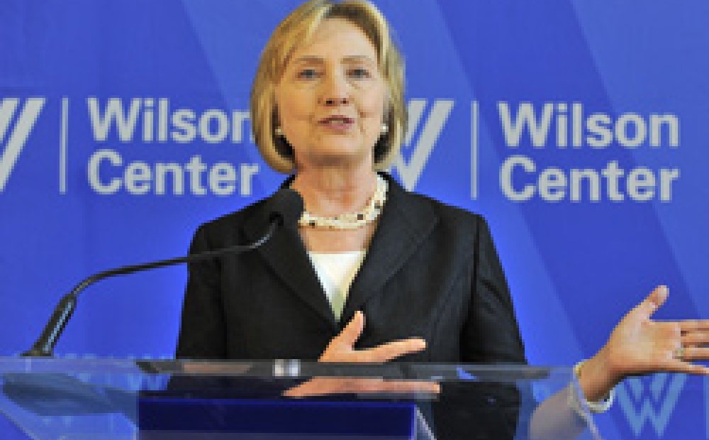 Hillary Clinton speaking at the Wilson Center