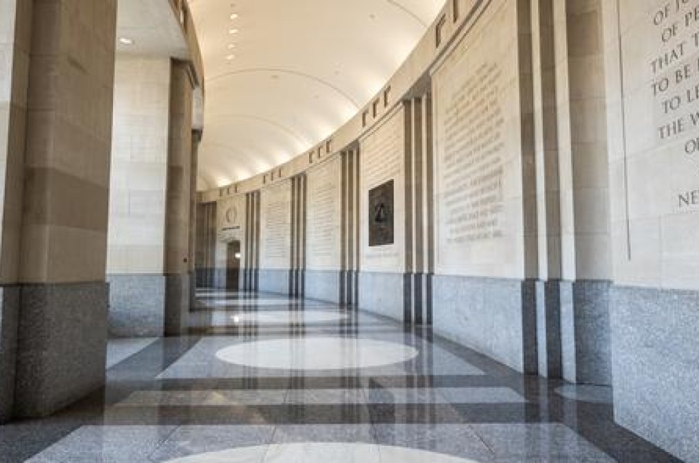 Memorial Hallway leading to the main lobby of the Wilson Center in the Ronald Reagan Building