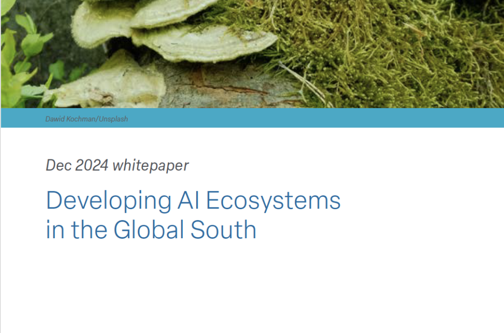 Front page of the publication: Developing AI Ecosystems in the Global South with a picture of mushrooms on the top