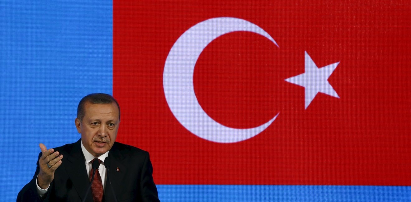 Turkish President Recep Tayyip Erdogan speaks during a news conference after a meeting Japanese Prime Minister Shinzo Abe in Istanbul, November 13, 2015. REUTERS/Osman Orsal