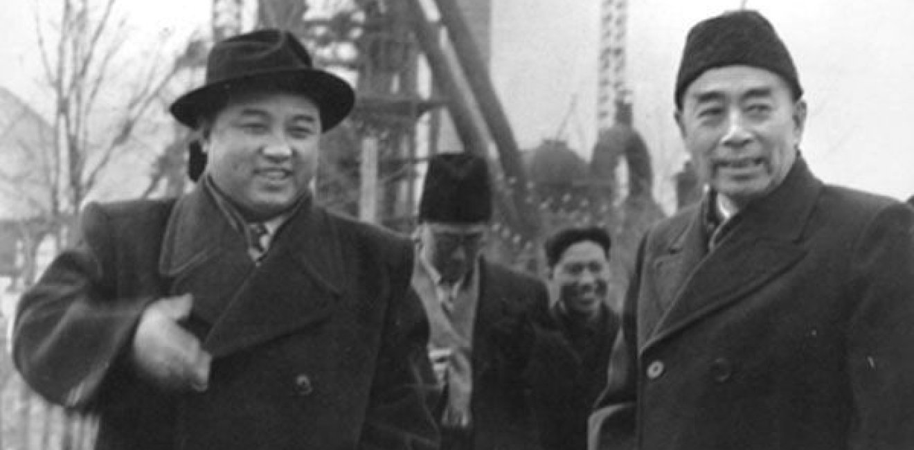 North Korean leader Kim Il Sung alongside Chinese Premier Zhou Enlai, 1958