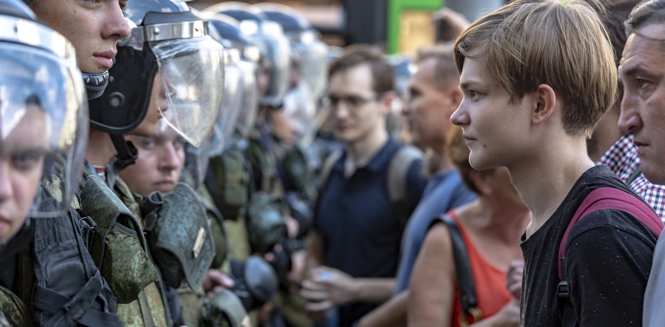 Police confrontation on Tverskaya Street during the August protests. Source: Shutterstock.com