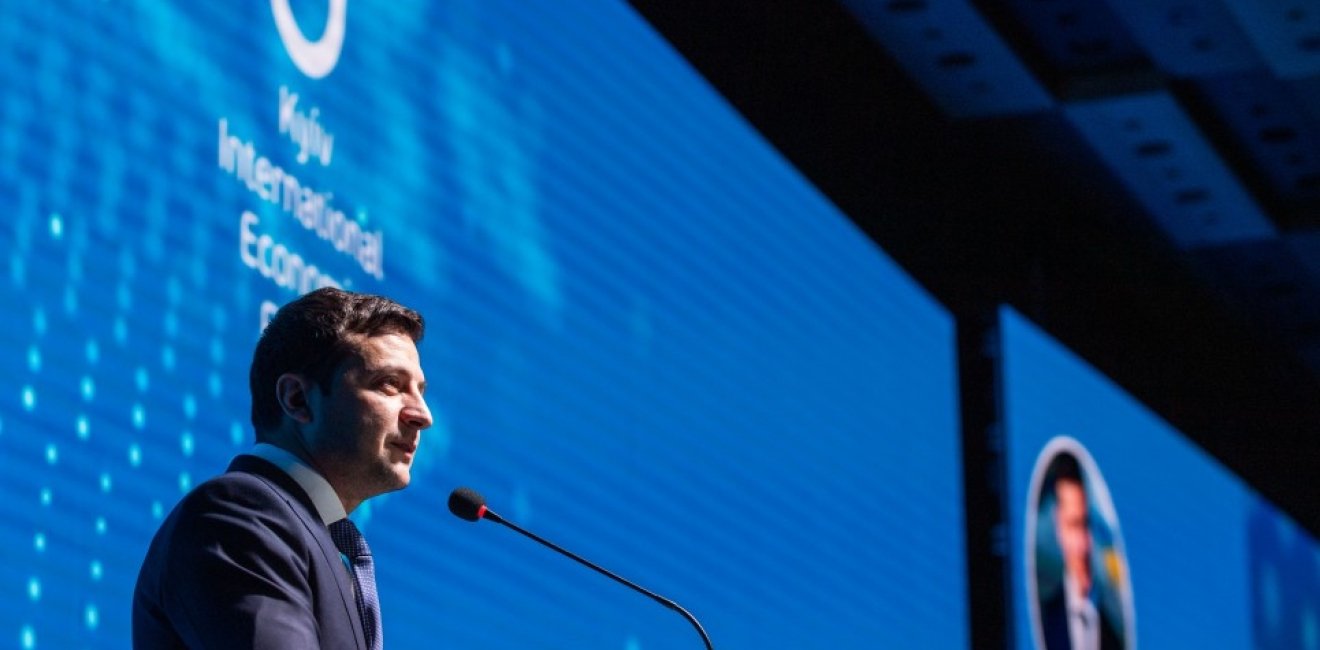 President Volodymyr Zelenskyy at the Kyiv International Economic Forum, November 2019.