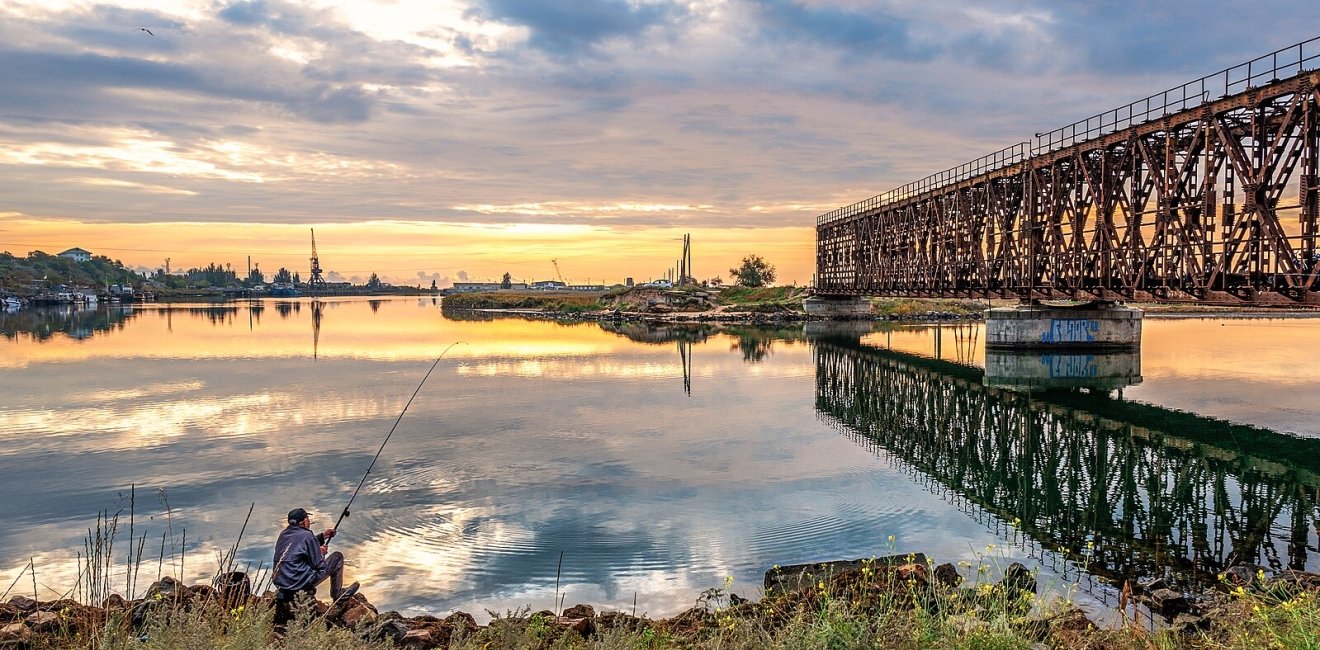 Fisherman in front of Azov Sea