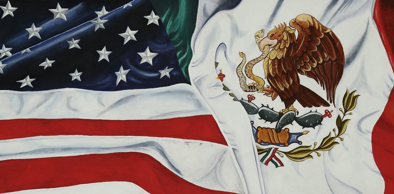 Mexico and US flags