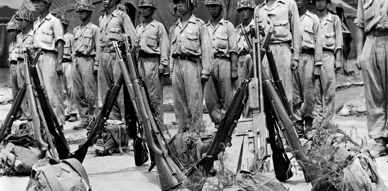 Soldiers of the Republic of Korea during an inspection, 1950