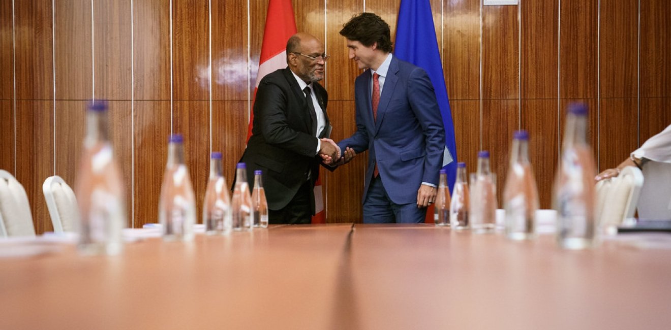 Justin Trudeau and Ariel Henry at CARICOM 2023