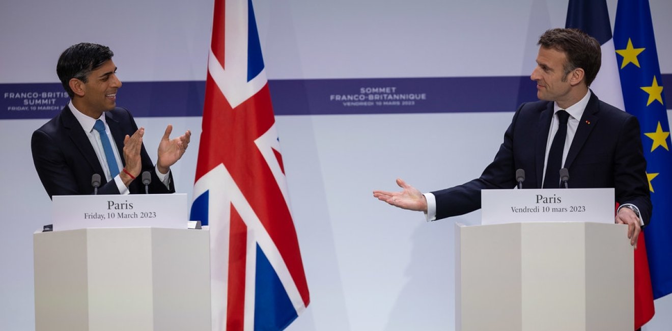 The Prime Minister Rishi Sunak holds a joint press conference with the President of France Emmanuel Macron in the Elysee Palace.