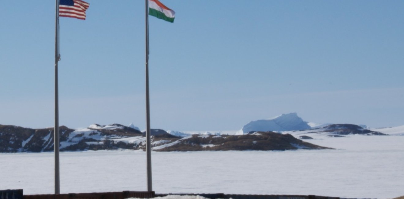 Photo of flags in Antarctica 2012