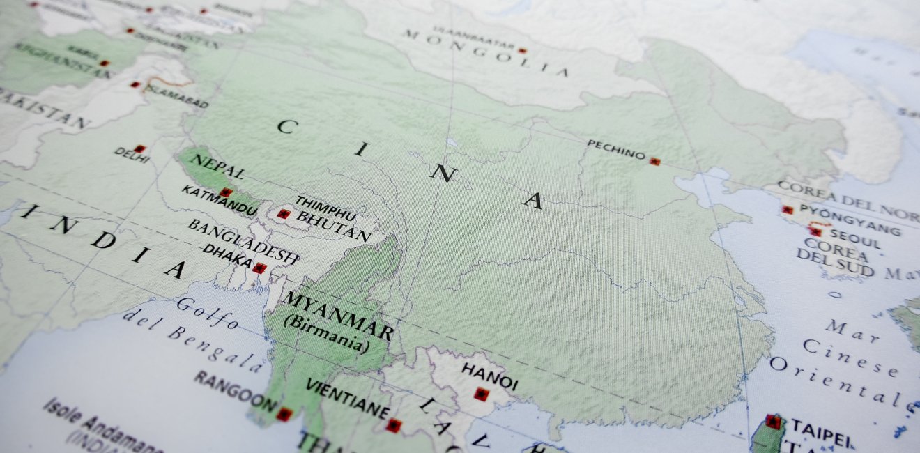 Map displaying China and Southeast Asia.