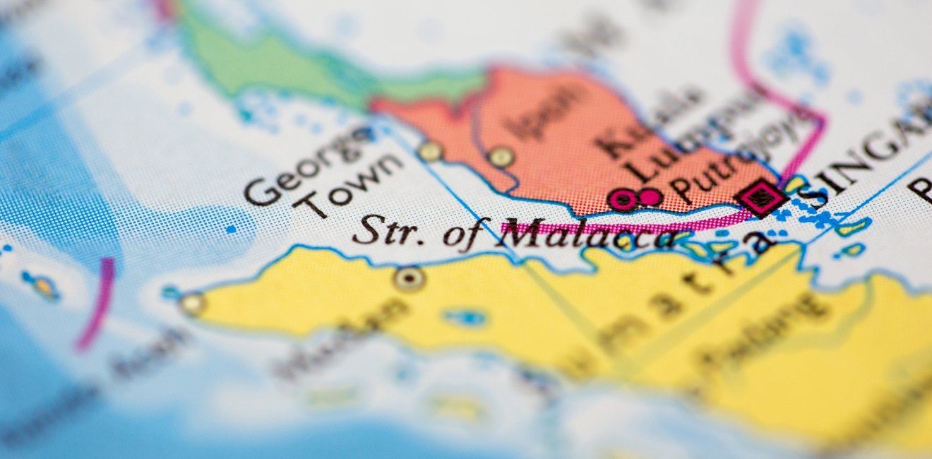 A map showing the Straits of Malacca.