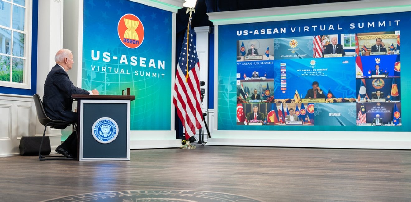 President Biden attends a virtual summit with ASEAN leaders.