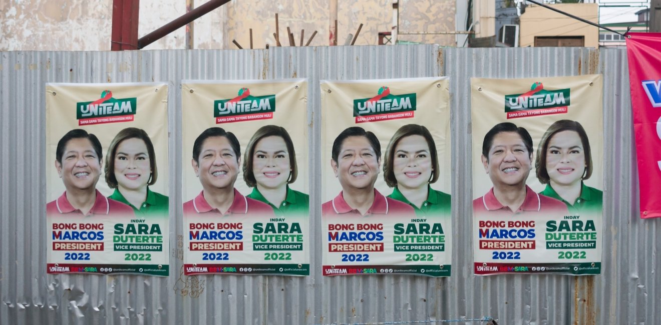 Campaign posters featuring Ferdinand Marcos Jr. and Sara Duterte.