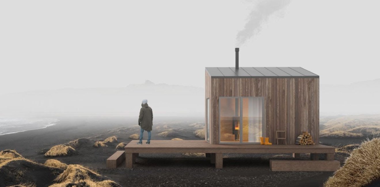 A small folding house, designed by Gennady Bakunin to help house displaced migrants