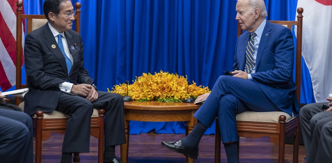 President Joe Biden meets with Japanese Prime Minster Fumio Kishida, Sunday, November 13, 2022, at the Sokha Hotel in Cambodia. (Official White House Photo by Adam Schultz)