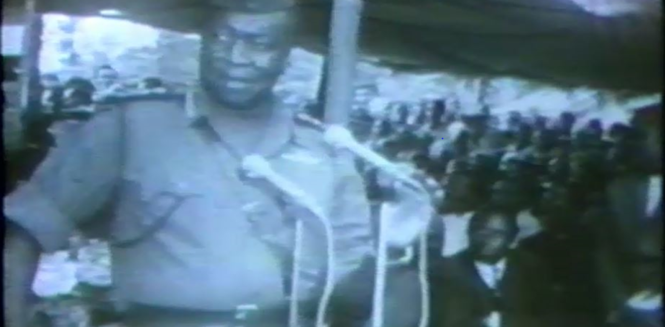 General Idi Amin speaking in rural area after seizing power in Uganda in 1971.