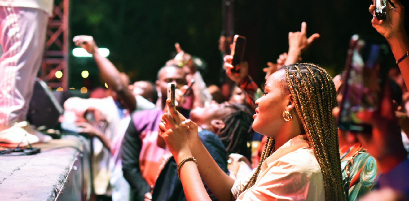 Dakar, Senegal, Africa, May 25 2022, young fans of a music group at a night concert