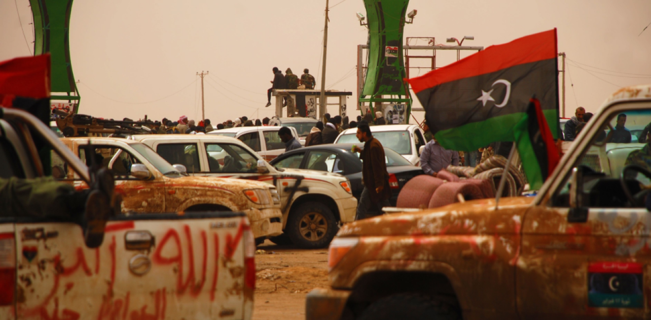 Soldiers rest after a fight with government forces. Camp of the Rebels of the anti-Gaddafi coalition. Ajdabiya, Libya, April 7, 2011