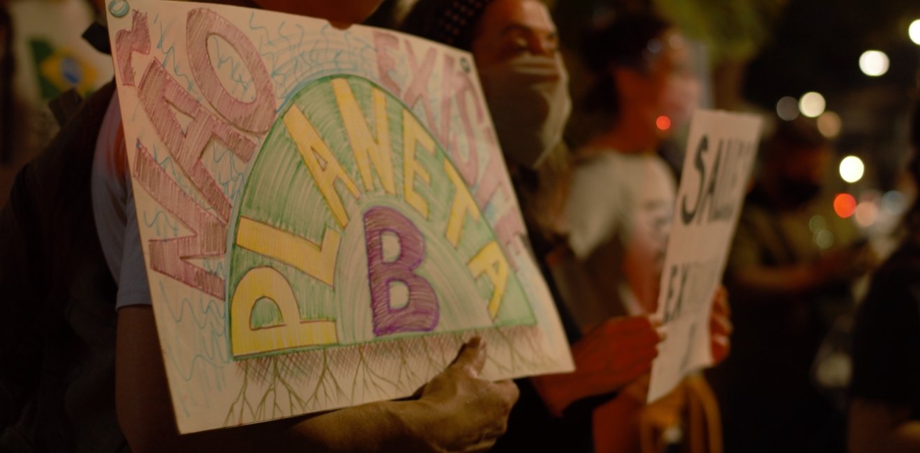 Brazilians protesting environmental issues in Sao Paulo