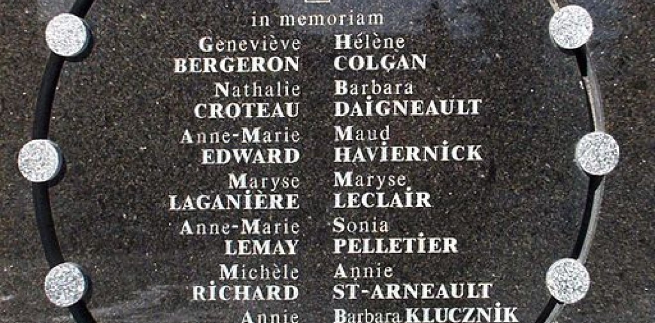 Memorial plaque for the victims of the Ecole Polytechnique Tragedy