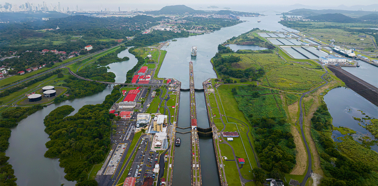 Aerial view of the Panama Canal