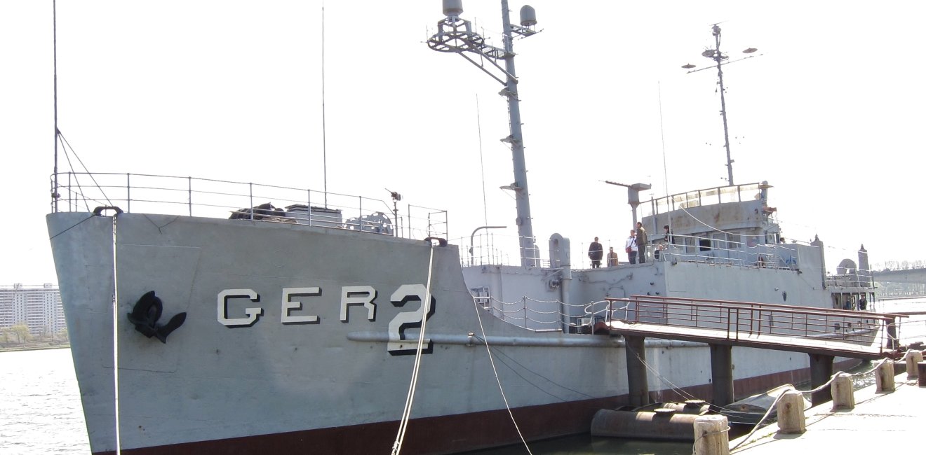 The USS Pueblo docked on the Taedong River in Pyongyang.