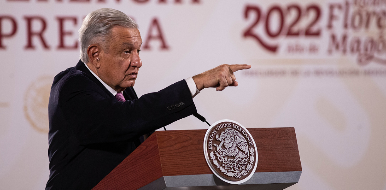 Mexico City, Mexico October 7 2022. Andres Manuel Lopez Obrador, mexican president in his press conference in National Palace.