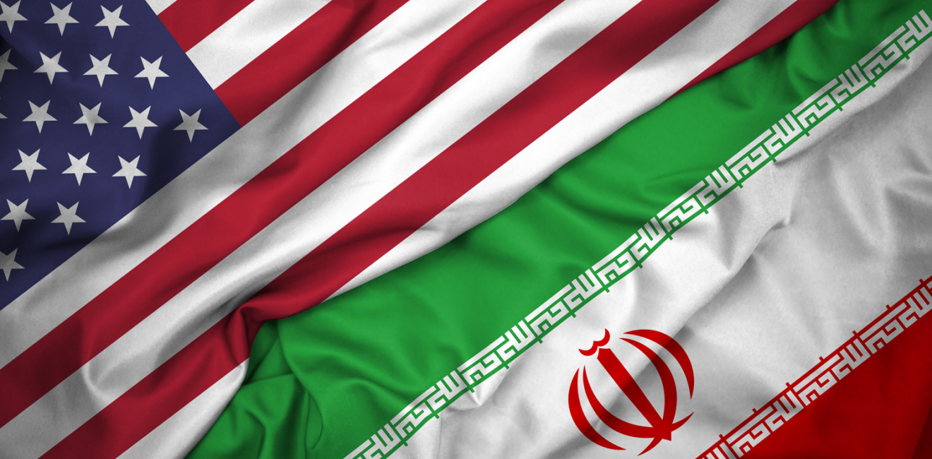 Iran US flags