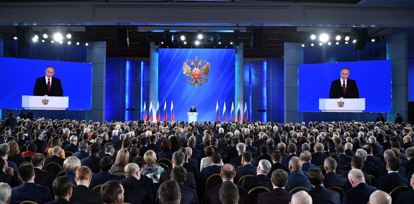 Vladimir Putin giving his presidential address to the Federal Assembly. Source: kremlin.ru