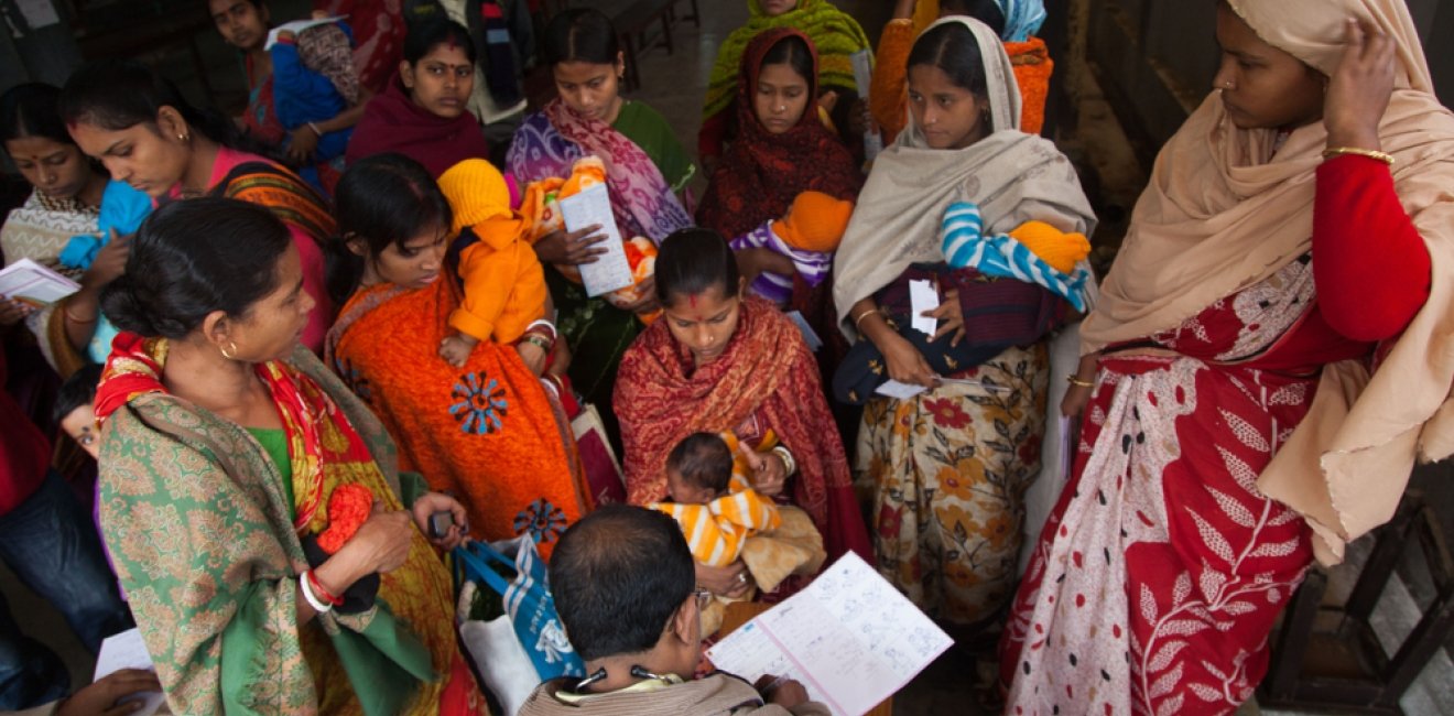 Women in a health clinic in India