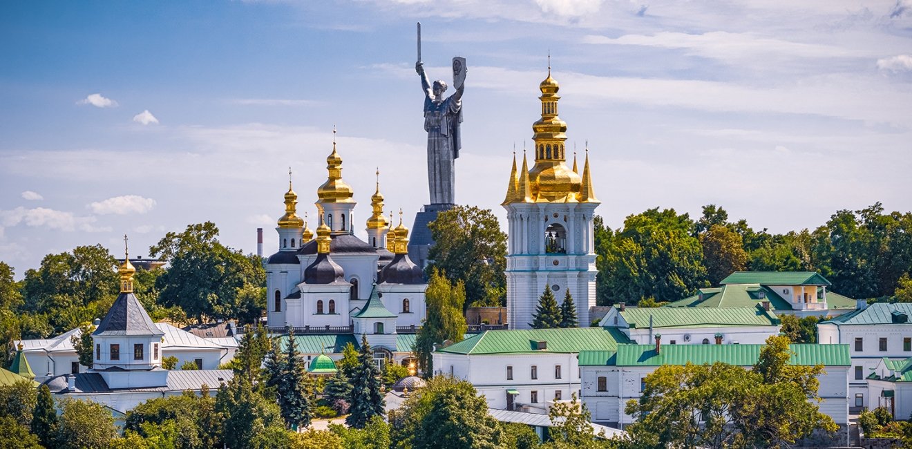 An aerial view of Kyiv, Ukraine