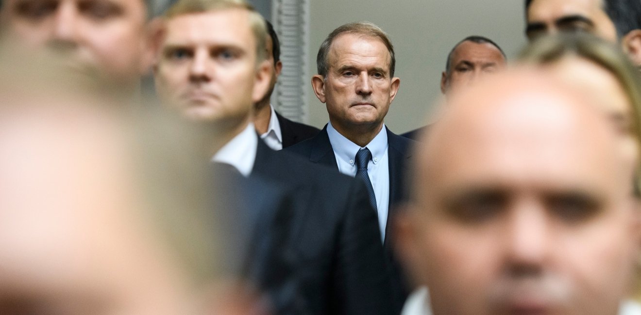 The leader of the Opposition Platform-For Life, Viktor Medvedchuk (C) during a session of the Ukrainian Parliament in Kyiv, Ukraine, 29 August 2019.