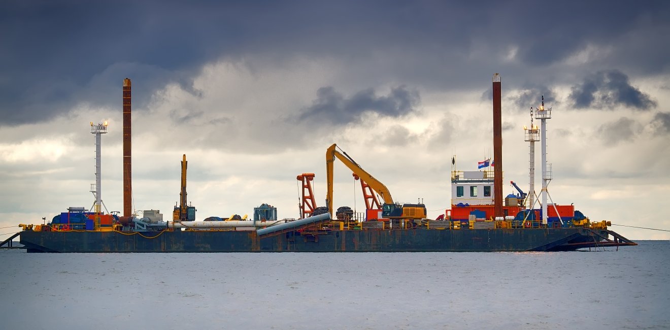 Construction of offshore section of gas pipeline on bottom of Baltic sea Nord stream-2.