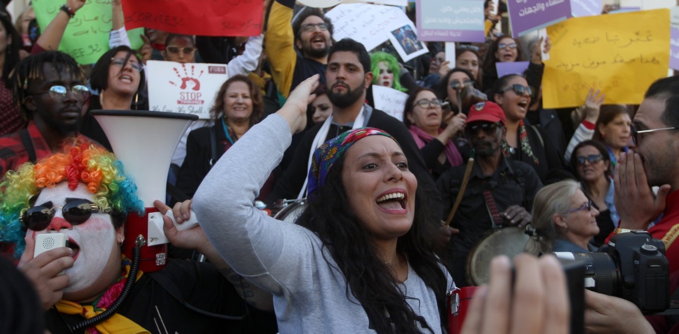 Tunisian women protesters