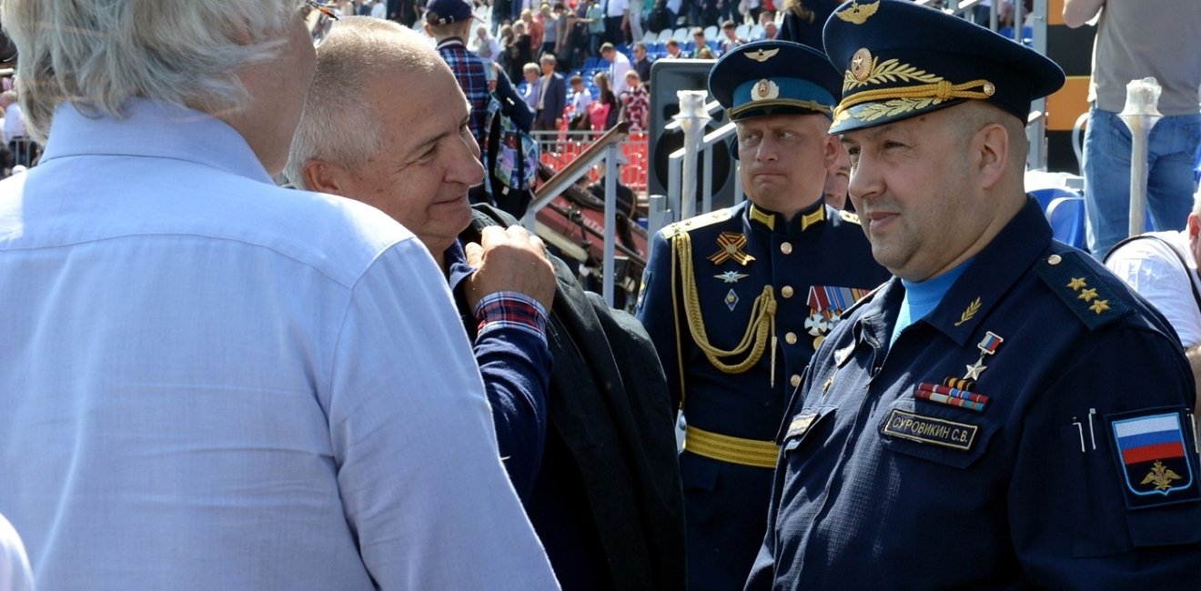 MOSCOW, RUSSIA - MAY 7, 2019: Commander-in-Chief of the Aerospace Forces of the Russian Federation, Colonel General Sergei Surovikin at a rehearsal of the parade on Red Square in honor of Victory Day