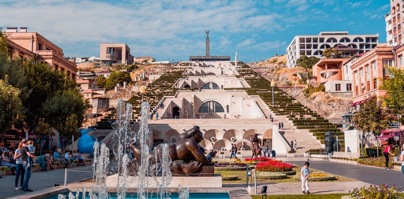 September 2019. View of the Yerevan Cascade park. Yerevan city. Armenia.