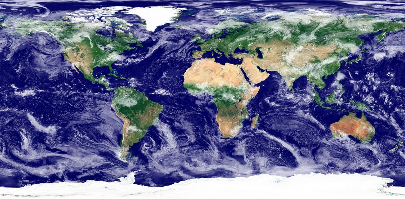 Satellite image of the world