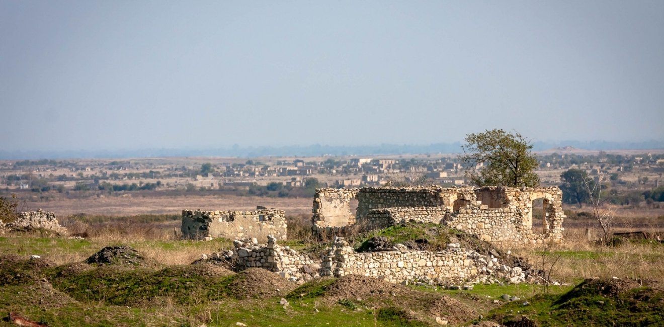 Nagorno-Karabakh, Armenia/Azerbaijan - October 22, 2017: no-man's land outsite Martakert in the of Nagorno-Karabakh