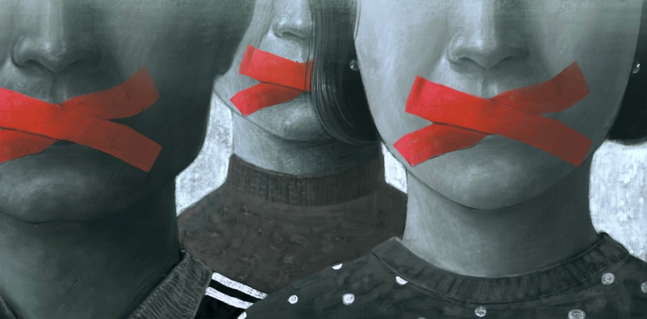 Political art, Concept idea of free speech freedom of expression and censored, surreal painting, portrait illustration , conceptual artwork illustration